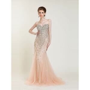 New Size 0 Strapless Jeweled Mermaid Formal Prom Dress ST1002dress